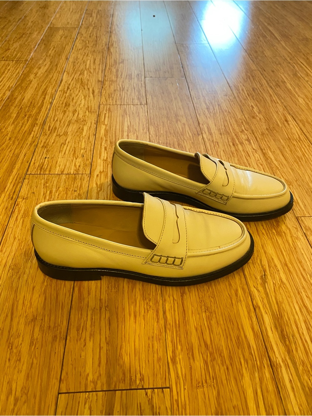 Women’s Cream Penny Loafers - Classic Slip-On Dress Shoes